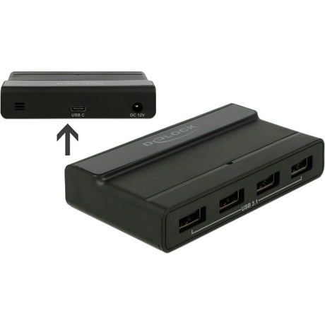Delock zewnętrzny 4-portowy koncentrator USB 3.2 gen 2 10Gbps koncentrator USB (czarny)