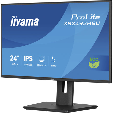 Monitor Iiyama prolite xb2492hsu-b1 24 (czarny (matowy), HDMI, display port, 2x USB-A, USB-B, 120 Hz)
