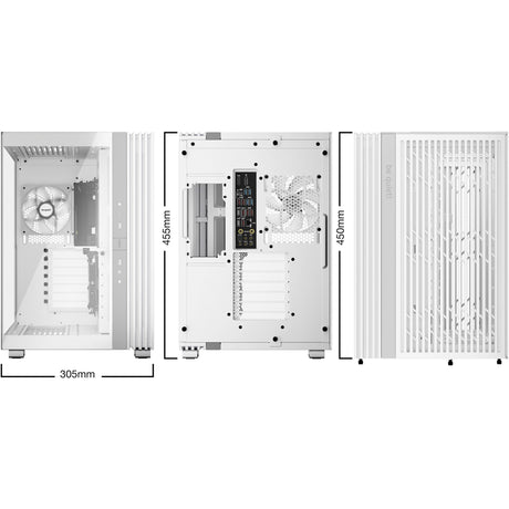 Bądź cicho! podstawa świetlna 600 lx obudowa midi tower (biała | 2x USB-A | 1x USB-C | RGB | szkło hartowane)