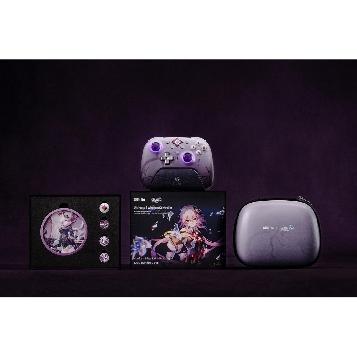 Kontroler bezprzewodowy 8bitdo Ultimate 2 - Honkai: Star Rail - Evernight (jasnofioletowy, Bluetooth 2,4 GHz, USB, PC)
