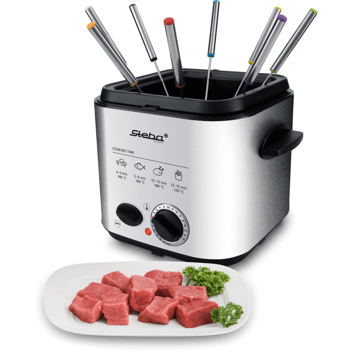 Steba df95f - mini frytkownica do fondue (stal nierdzewna czarna, 1,25 litra)