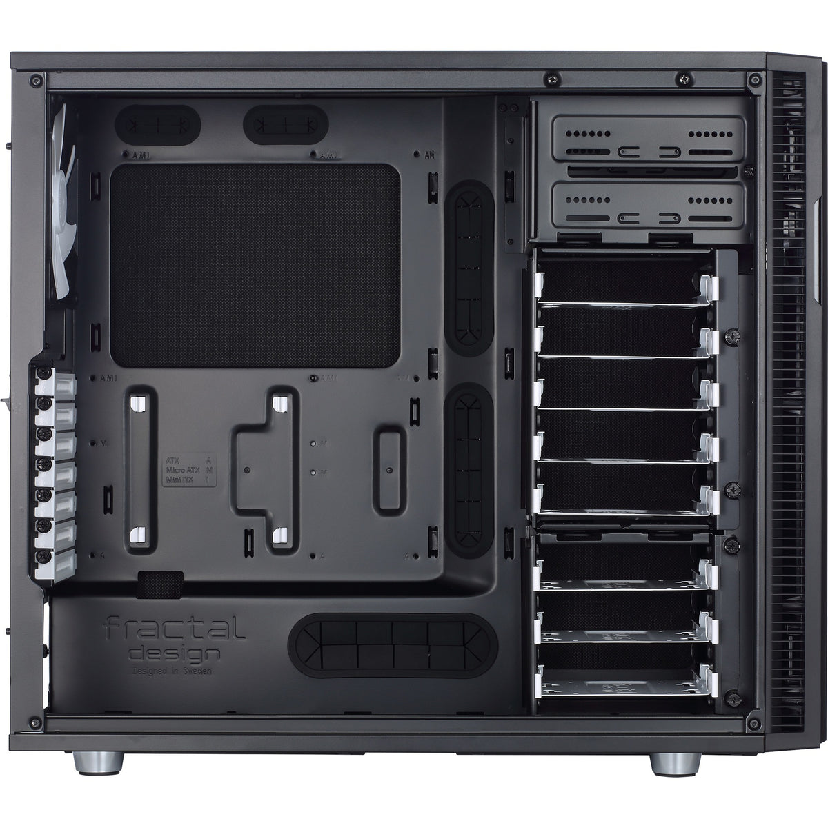 Konstrukcja fraktalna definiuje obudowę midi tower r5 (czarna | 4x usb-a)
