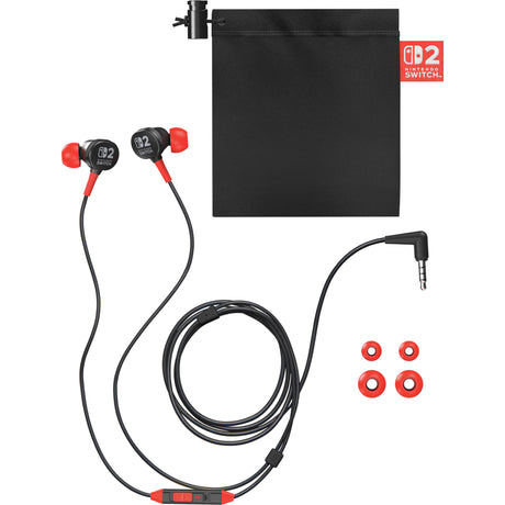 Przewodowe słuchawki douszne Powera do Nintendo Switch 2 douszne (czarno-czerwone, Nintendo Switch 2, Nintendo Switch, Nintendo Switch - model OLED, Nintendo Switch Lite)