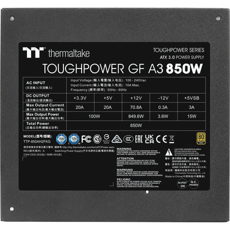 Thermaltake ToughPower GF A3 Gold - TT Premium Edition Modułowy zasilacz 850 W (czarny, 4x PCIe)