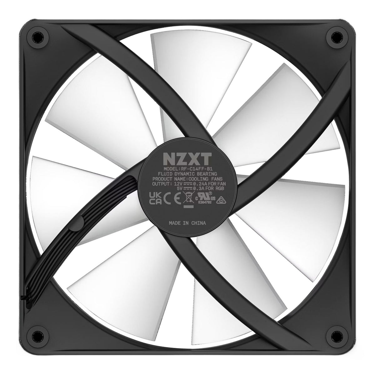 Wentylator z rdzeniem rgb Nzxt f140 rgb (czarny, 140 x 140 x 26 mm, pwm, bez kontrolera)