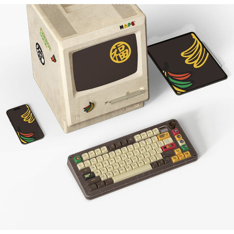 Bezprzewodowa klawiatura mechaniczna Iqunix Zx75 Happy Ape (brązowa, układ US (QWERTY), TTC Holy Panda, 75%, diody RGB, możliwość wymiany podczas pracy, podwójny strzał pbt, 2,4 GHz | Bluetooth 5.1 | USB-C)