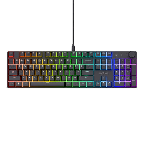 Mechaniczna klawiatura do gier Trust GXT 866 Torix (czarna, układ US (QWERTY), Huano Red, 100%, RGB)