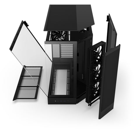 Obudowa midi tower Nzxt h9 flow (czarna (matowa) | 2x USB-A | 1x USB-C | szkło hartowane)