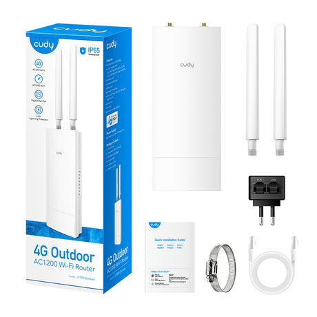 Gigabitowy router Wi-Fi Cudy Outdoor 4G LTE Cat 6 AC1200 (biały, PoE, Mesh, aplikacja)