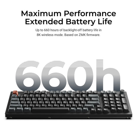 Bezprzewodowa, niestandardowa klawiatura mechaniczna Keychron v5 ultra 8k (czarna, układ amerykański (qwerty), jedwabny pom czerwony, 96%, rgb, hot swap, 2,4 GHz | bluetooth 5.3 | USB-C)