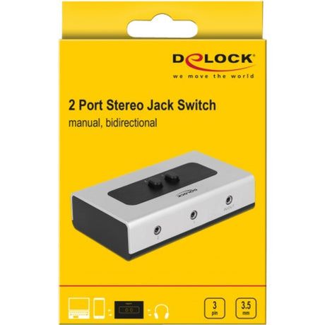 Przełącznik Delock stereo jack 3,5 mm 2 porty, ręczny, dwukierunkowy (szary czarny)