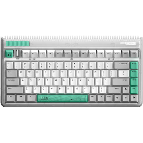 Bezprzewodowa klawiatura mechaniczna z tunelem czasoprzestrzennym Iqunix OG80 (szara, układ US (QWERTY), Cherry MX Brown, 80% (TKL), diody LED RGB, możliwość wymiany podczas pracy, PBT, 2,4 GHz | Bluetooth 5.1 | USB-C)