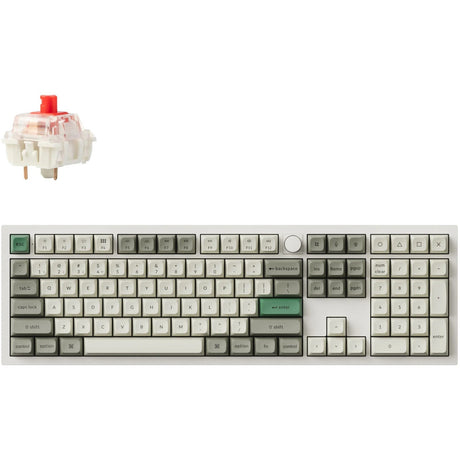Klawiatura mechaniczna Keychron Q6 Max-P1 RGB (biała, układ US (QWERTY), Gateron Jupiter Red, 100%, diody LED RGB, KSA double-shot PBT, hot swap, pokrętło, 2,4 GHz | Bluetooth 5.1 | USB-C)