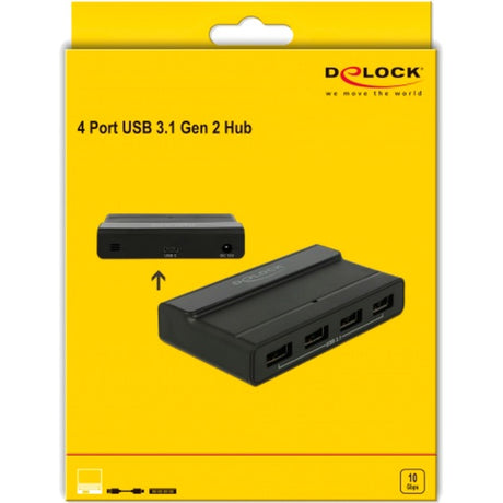 Delock zewnętrzny 4-portowy koncentrator USB 3.2 gen 2 10Gbps koncentrator USB (czarny)