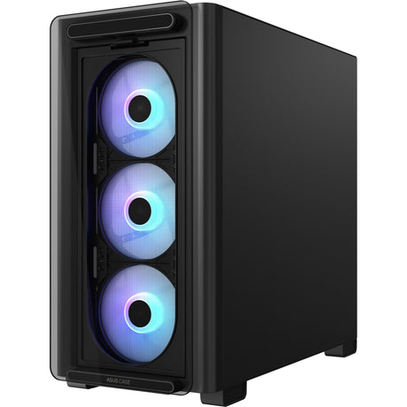 Obudowa Asus a23 plus mini tower (czarna | 2x USB-A | 1x USB-C | RGB | szkło hartowane)