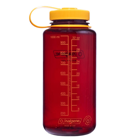 Butelka na wodę Nalgene z szeroką szyjką, 1-litrowa butelka do picia (ciemnoczerwony żółty)