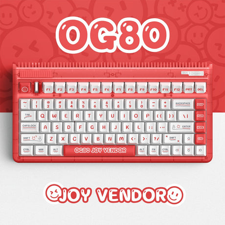 Bezprzewodowa klawiatura mechaniczna Iqunix OG80 Joy Vendor (szara, układ amerykański (QWERTY), Cherry MX Brown, 80% (TKL), diody LED RGB, możliwość wymiany podczas pracy, PBT, 2,4 GHz | Bluetooth 5.1 | USB-C)