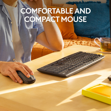 Zestaw komputerów stacjonarnych Logitech mk295 cicha bezprzewodowa klawiatura i mysz (czarny, układ USA-International (QWERTY), 100%)