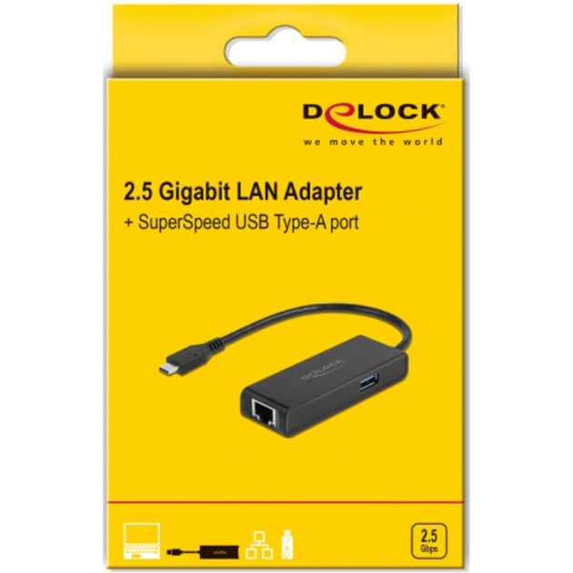 Delock Adapter USB-C do 2.5 Gigabit LAN z żeńskim złączem USB-A (czarny)