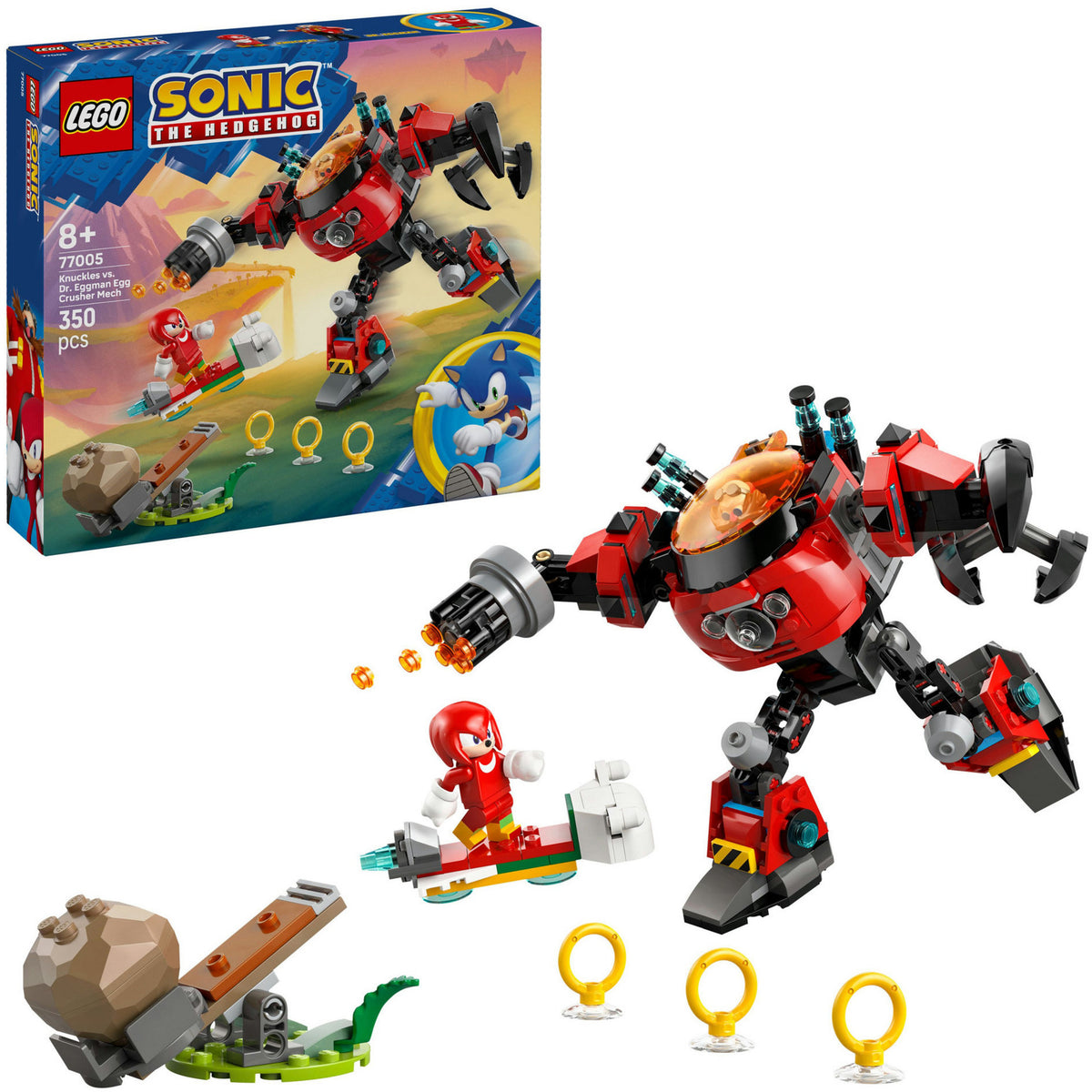 Lego® Sonic the Hedgehog™ Knuckles kontra Doktor Eggman Mech kruszący jajka — 77005
