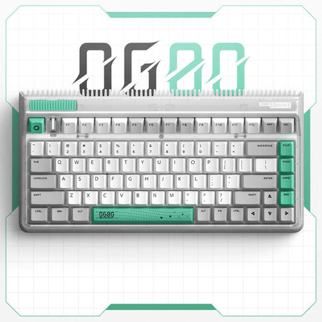 Bezprzewodowa klawiatura mechaniczna z tunelem czasoprzestrzennym Iqunix OG80 (szara, układ US (QWERTY), Cherry MX Red, 80% (TKL), diody LED RGB, możliwość wymiany podczas pracy, PBT, 2,4 GHz | Bluetooth 5.1 | USB-C)