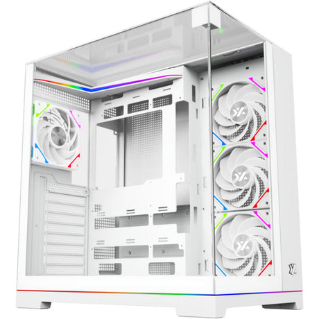 Obudowa Xyz PC Gear Tesseract A-RGB Midi Tower (biała | 2x USB-A | 1x USB-C | RGB | Szkło hartowane)