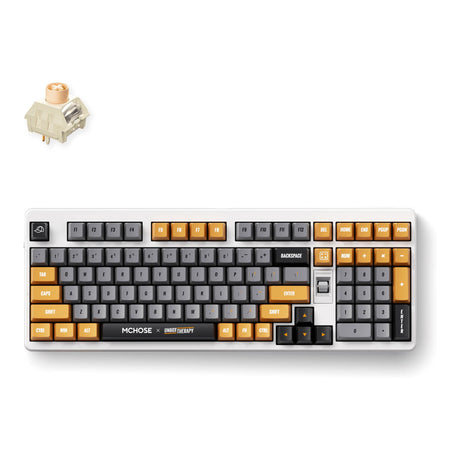 Terapia Mchose x unbox - klawiatura mechaniczna ut98 (100%, terapia retro, przełącznik lodowy kremowy, rgb, hot swap, 2,4 ghz | usb-c | bluetooth)