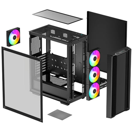 Obudowa midi tower Deepcool cc560 argb v2 (czarna | 2x usb-a | rgb | szkło hartowane)