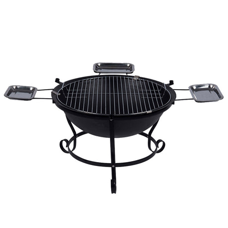 Zestaw ogniskowy Windmill do grilla na drewno (czarny, misa paleniskowa | rama (podstawa) | grill | pojemniki ze stali nierdzewnej)