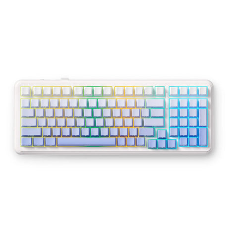 Bezprzewodowa klawiatura mechaniczna Mchose K99 v2 z mocowaniem na uszczelkę (biała, układ amerykański (qwerty), kailh box icy creamsicle, 99%, rgb, nasadki klawiszy pbt, hot-swap, 2,4 GHz | bluetooth | usb-c)