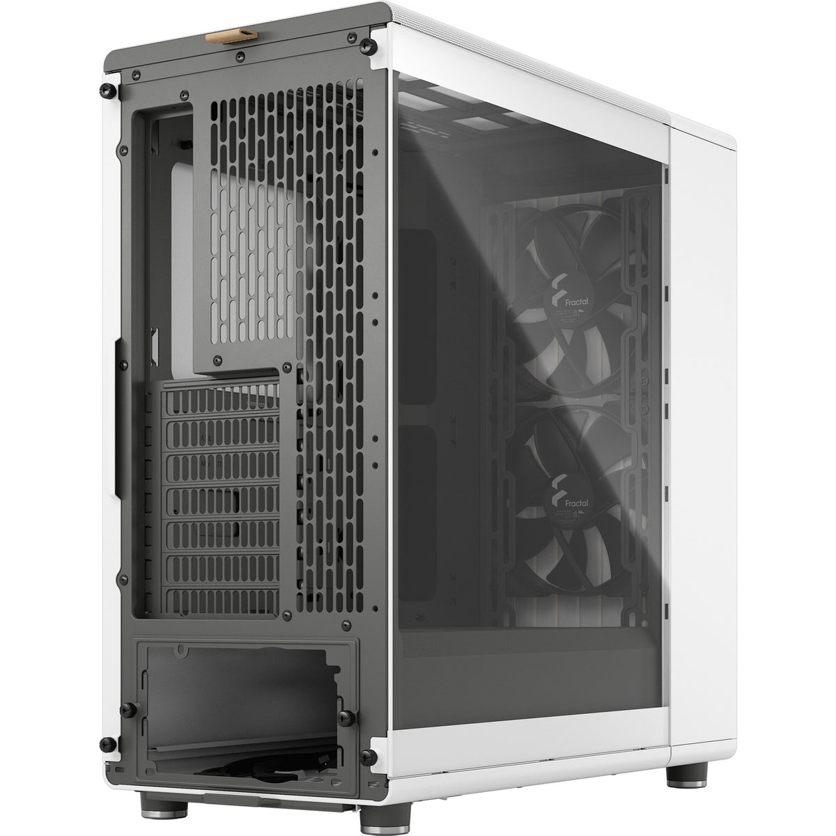 Obudowa Midi Tower o konstrukcji fraktalnej (biały kolor drewna | 2x USB-A | 1x USB-C | szkło hartowane)