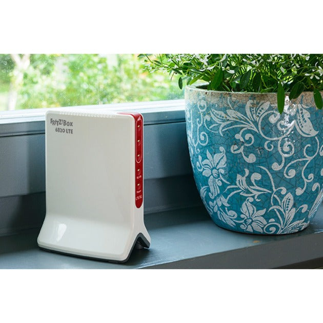 Fritz! box 6820 lte v3 międzynarodowy router wlan lte (biały czerwony, 4g (lte), 3g 3g+ (umts hspa+), mesh wi-fi)