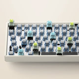 Bezprzewodowa klawiatura mechaniczna Iqunix F97 hitchhiker (szara, układ amerykański (qwerty), wiśniowy mx brązowy, 96%, diody rgb, hot-swap, pbt, 2,4 ghz | bluetooth 5.1 | usb-c)