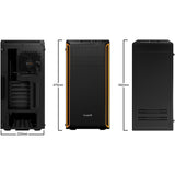 Bądź cicho! obudowa midi tower pure base 600 window (czarno-pomarańczowa | 2x USB-A | szkło hartowane)