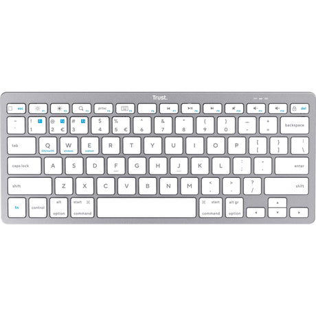 Bezprzewodowa klawiatura Bluetooth Trust (szara, układ US (QWERTY), przełączniki nożycowe, 85%, Bluetooth 4.0)