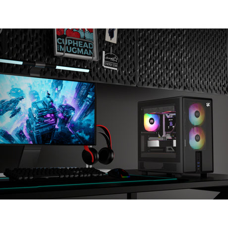 Obudowa Xyz pc gear atom midi tower (czarna | 2x USB-A | 1x USB-C | szkło hartowane)