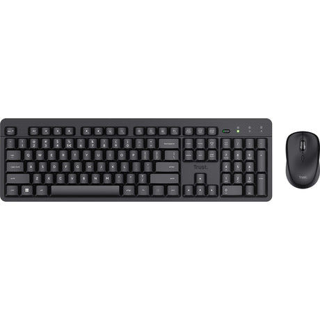 Zestaw stacjonarny z bezprzewodową klawiaturą i myszą Trust Ody II Silent (czarny, układ US (QWERTY), membrana, 100%, 800 dpi - 1600 dpi)