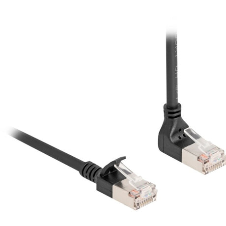 Delock kabel sieciowy rj45 kat.6a s ftp slim, kątowy 90° w górę, prosty kabel 5 m (czarny)