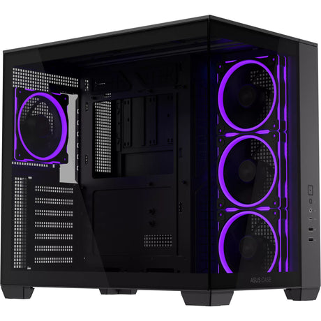 Obudowa midi tower Asus a32 plus (czarna | 2x USB-A | 1x USB-C | RGB | szkło hartowane)