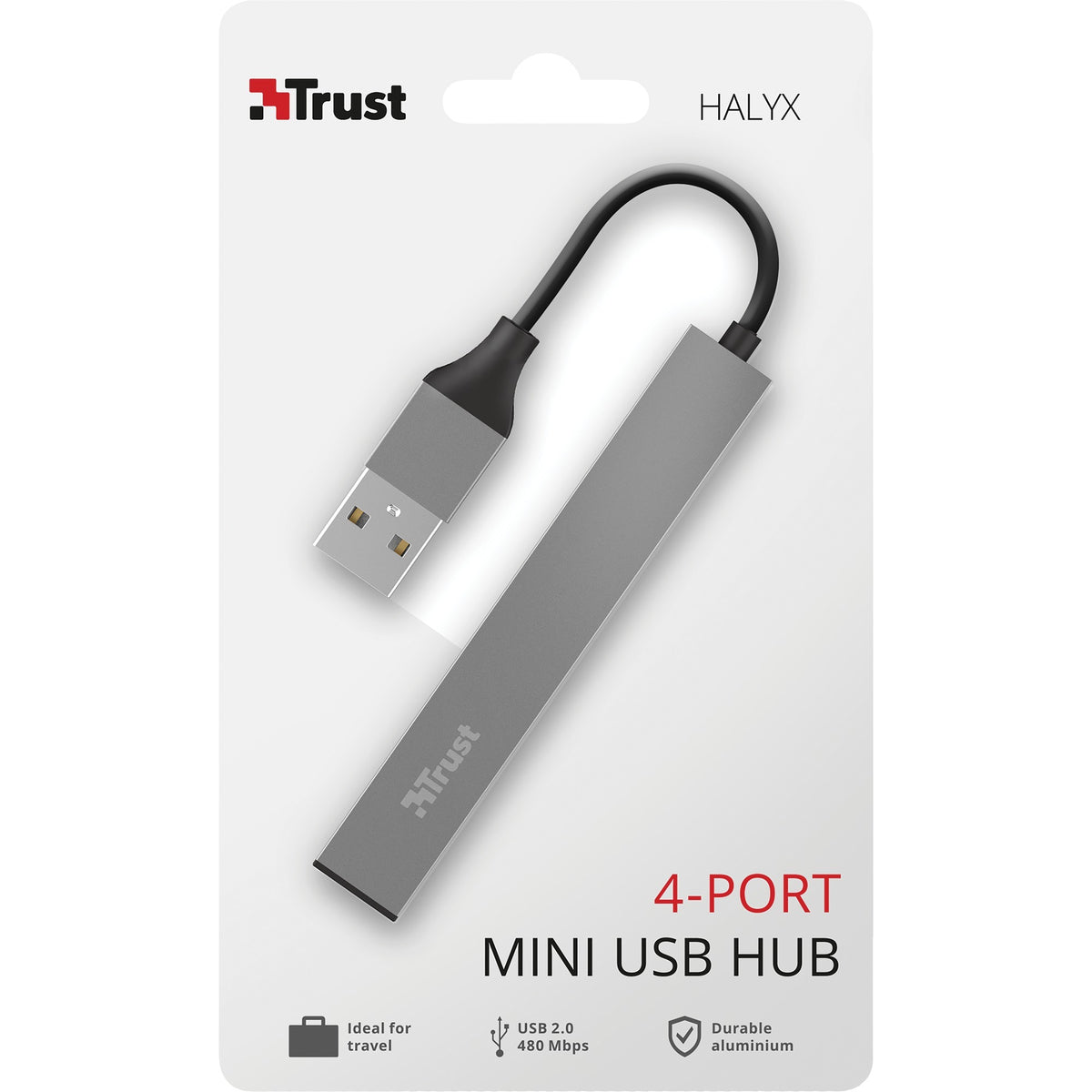 Trust Halyx aluminiowy 4-portowy koncentrator mini USB Hub USB (aluminium)