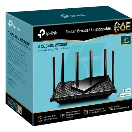 Trójzakresowy, gigabitowy router WiFi 6e Tp-Link Archer Axe75 Axe5400 (czarny)