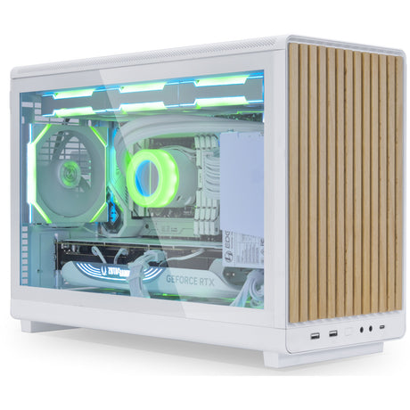 Lian li a3-matx biała (edycja drewniana) obudowa midi tower (biały kolor drewna | 2x USB-A | 1x USB-C | szkło hartowane)