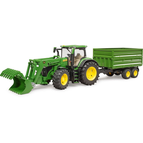 Bruder John Deere 7R 350 z ładowaczem czołowym i przyczepą transportową model pojazdu (03155)