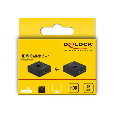 Delock Przełącznik HDMI 2 - 1 dwukierunkowy 4k 60 Hz (czarny)