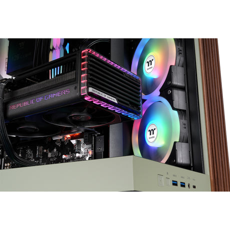 Obudowa Thermaltake View 380 XL WS ARGB MIDI Tower (jasnozielony kolor drewna | 2x USB-A | 1x USB-C | RGB | szkło hartowane)