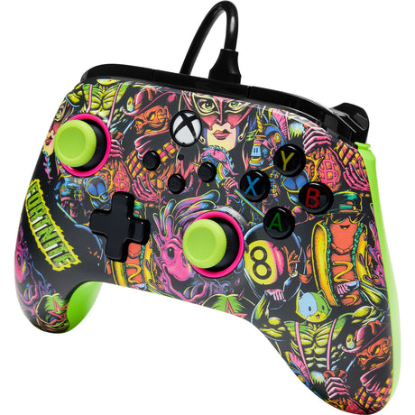 Kontroler Powera Advantage z kablem do serii xbox x|s - fortnite: blask (neonowa zieleń, xbox series x|s, xbox one, PC)