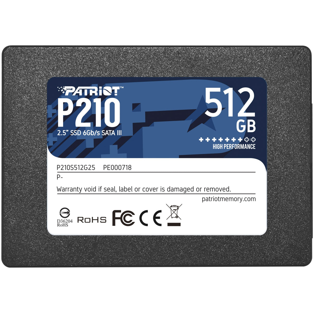 Patriot p210, 512 GB SSD (czarny, p210s512g25, sata iii)