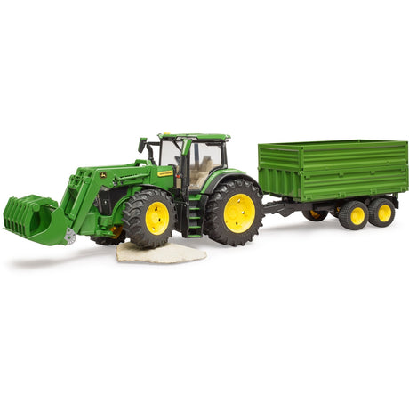 Bruder John Deere 7R 350 z ładowaczem czołowym i przyczepą transportową model pojazdu (03155)