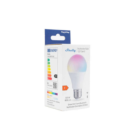 Shelly wielokolorowa żarówka e27 gen3 lampa LED (biała, 2700-6500k, WiFi, Bluetooth, ściemnialna)