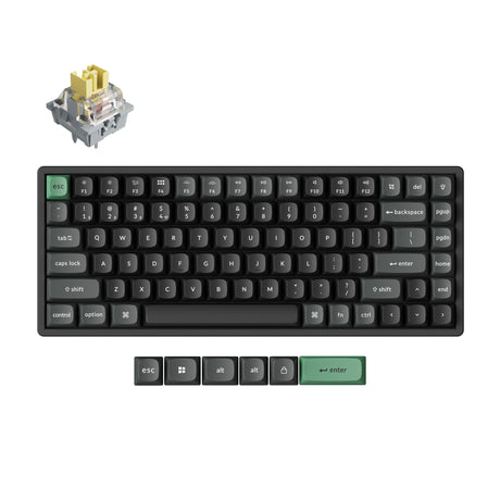 Keychron k2 ultra 8k wireless custom mechanical keyboard (zwart, us lay-out (qwerty), apex banana, 75%, rgb leds, osa double-shot pbt, usb-c | 2.4 ghz | bluetooth 5.2)
